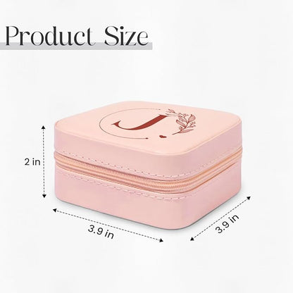 SANDJEST Personalized Jewelry Box, Pink Small Travel Jewelry Box with Initial J, Monogrammed Jewelry Case Organizer for Girls Women Teen, Mini Travel Essentials Gifts for Christmas Birthday