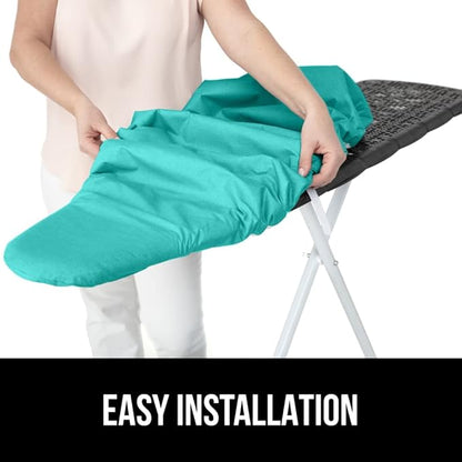 The Original GORILLA GRIP Ironing Board Cover and Pad, Silicone Coating, Thick Scorch Resistant Padding, Heavy Duty Iron Covers Standard Boards, Hook and Loop Fastener Strap, Quatrefoil, 15x54