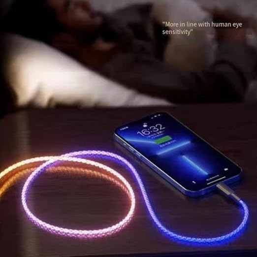USB Cable PD Fast Charger Lighted Up (USB A to C RGB),Mobile Phone Data Cable, Charging Cable, Supports Data Transfer, 39-inch, high-Transparency Pure Copper Braided Cable Body.