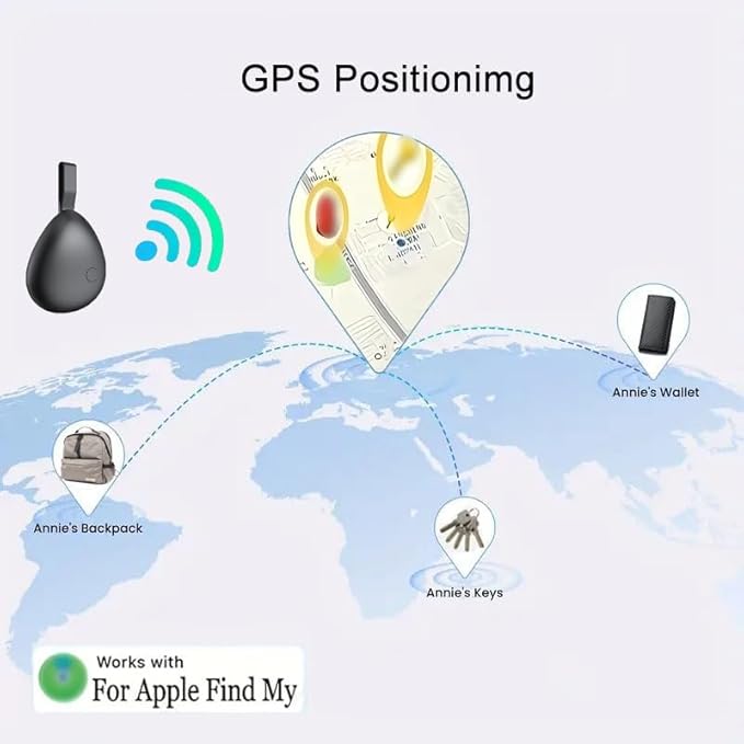 GPS Tracker for Vehicles, Mini Tracking Device for Vehicles, Car Tracker Device Hidden No Subscription Work with Find My (iOS Only), Key Finder, for Kids, Dogs, Luggage, Bag (White, 2 Pack)