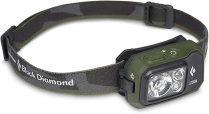BLACK DIAMOND Storm 450 Headlamp | 450 Lumens Brightness | Waterproof & Dimmable | 3X AAA Battery Operated (Included | Camping, Hiking, Running | Dark Olive