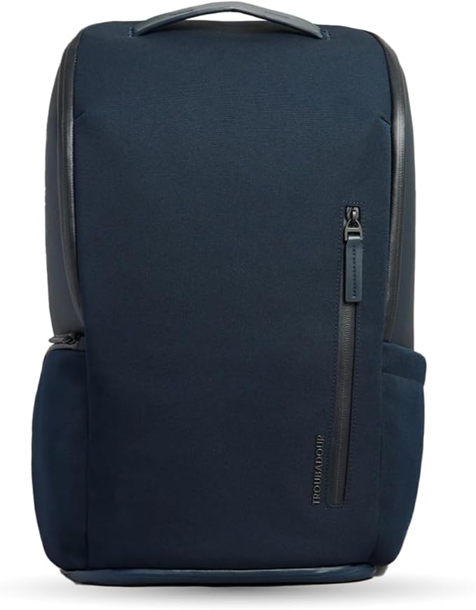 Troubadour Pioneer Backpack 3.0 - Premium Everyday Bag with Padded Laptop Section, Ventilated Shoe Compartment & Sustainable Waterproof Material - All-Day Lightweight Comfort Design - Navy