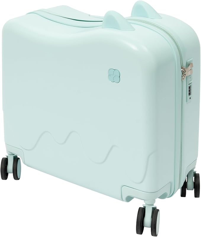 18-Inch Kids Ride-On Suitcase - Cute Lightweight Trolley Luggage with 4 Silent Spinner Wheels & Lock for Travel - Perfect for Ages 3-6 (Mint Green)