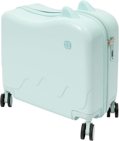18-Inch Kids Ride-On Suitcase - Cute Lightweight Trolley Luggage with 4 Silent Spinner Wheels & Lock for Travel - Perfect for Ages 3-6 (Mint Green)