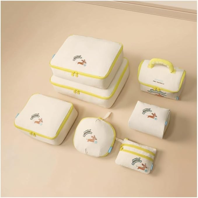 7-Piece Travel Packing Cube Set Luggage Organizer Bags for Suitcases Clothes Underwear Toiletry Cosmetic and Document Storage Efficient Travel Essentials