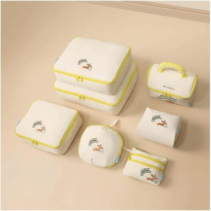 7-Piece Travel Packing Cube Set Luggage Organizer Bags for Suitcases Clothes Underwear Toiletry Cosmetic and Document Storage Efficient Travel Essentials