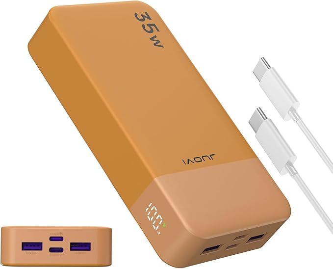 J2651 Portable Charger, 35W 20000mAh USB C in & Out Power Bank, Battery Pack with QC4.0+PD3.0 35W High-Speed Charging for Bluetooth Earbud, Mobile Phone, Tablet (Orange)