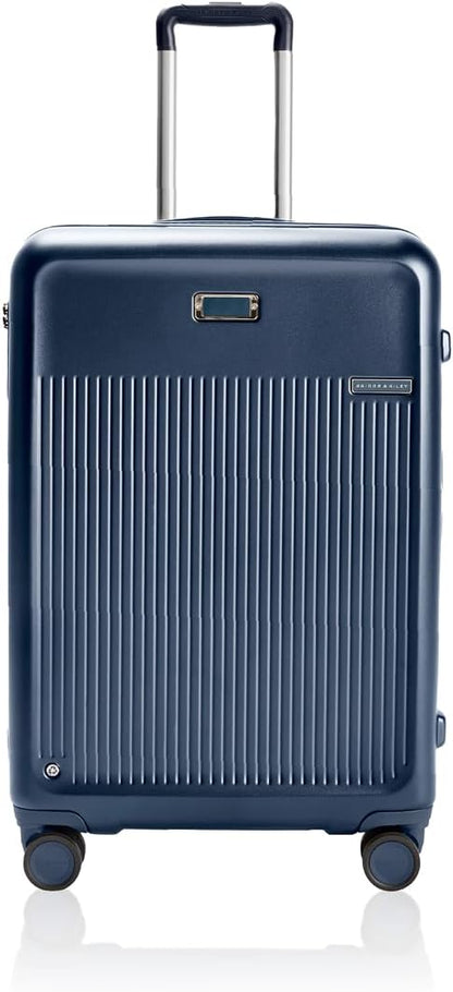 Briggs & Riley 27" Medium Expandable Spinner - Checked Luggage for Travel, Suitcases with Wheels, Hardside Rolling Bag for Men & Women, Self-Repairing Zipper - Sympatico Collection, Navy