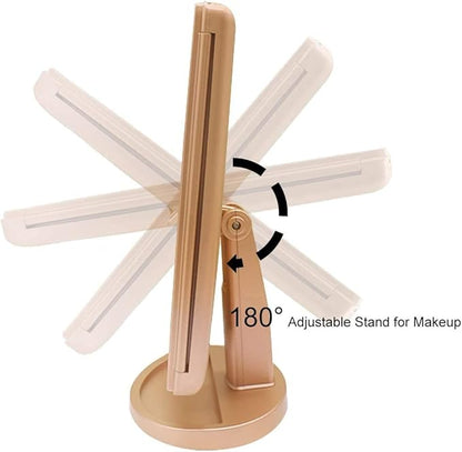 Trifold Makeup Mirror Vanity Mirror with Lights,1X 2X 3X Magnification,Touch Screen,180 Adjustable Rotation,Portable Travel Bathroom Cosmetic Mirror