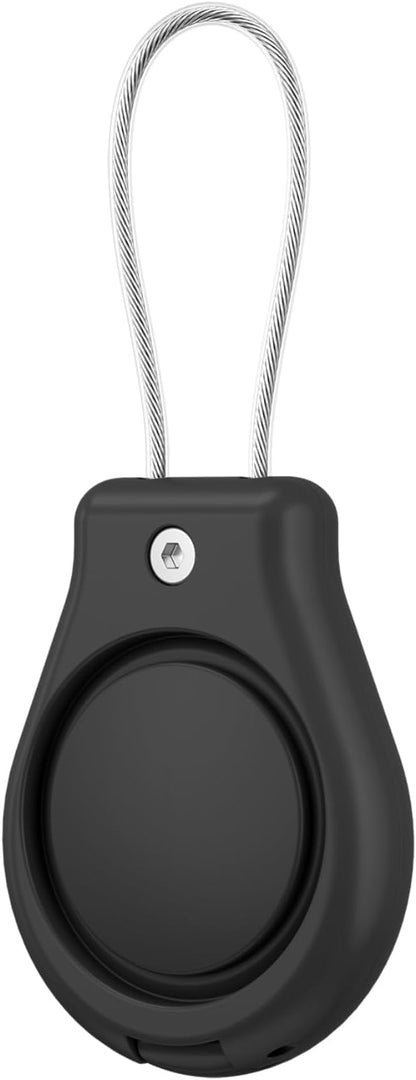 AirTag Holder with Wire Cable Compatible with Apple AirTags, Ultra Durable Anti-Lost Protective Lock Case for Luggage, Key, Backpack (Black)