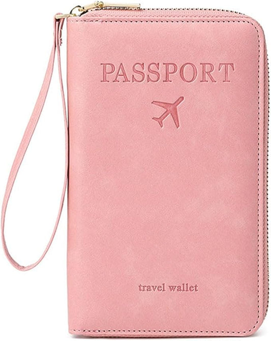 Passport Holder for Travel Women and Men RFID Passport Holder with Card Slots Holder Passport Case Passport cover Passport Wallet Travel Essentials and Accessories (Zipper, Pink Zipper)