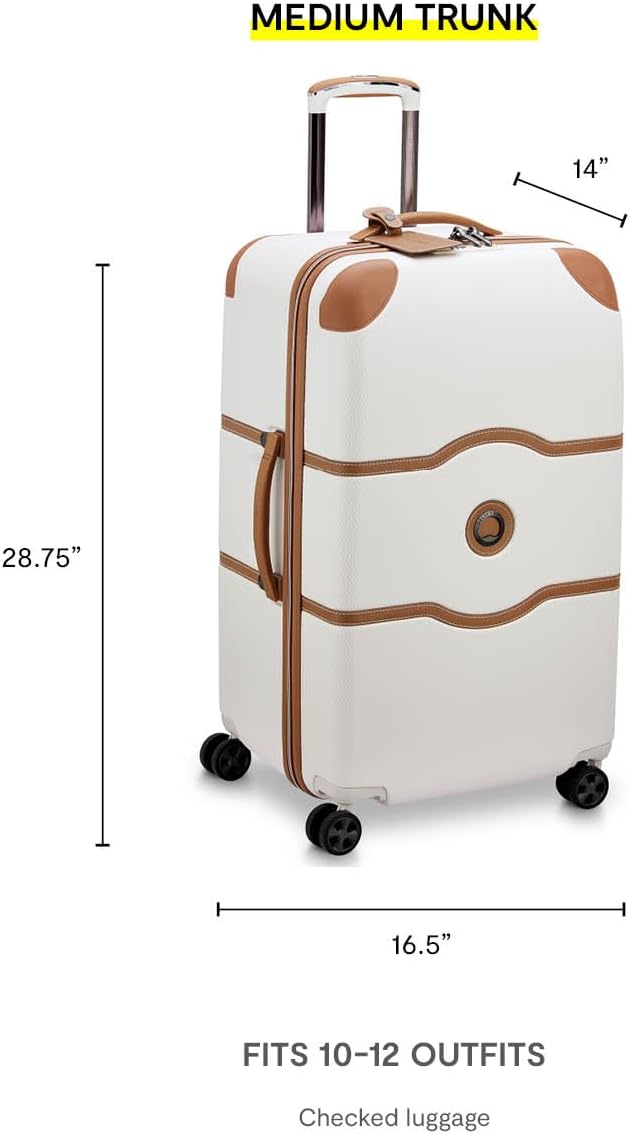 DELSEY PARIS Chatelet Air 2.0 Hardside Luggage Trunk with Spinner Wheels, Chocolate Brown, Checked-26 Inch