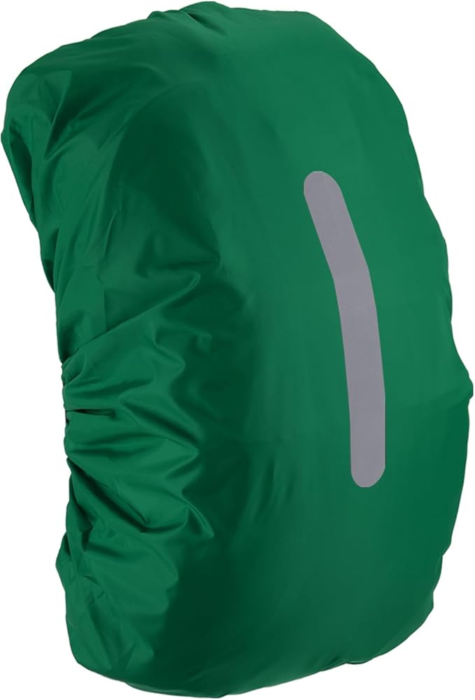 Waterproof Backpack Rain Cover - Non Slip Bag Cap with Vertical Reflector Strap Keep Drying Water Proof for Climbing - 65-75L - Dark Green - XL Size