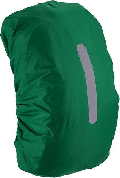 Waterproof Backpack Rain Cover - Non Slip Bag Cap with Vertical Reflector Strap Keep Drying Water Proof for Climbing - 65-75L - Dark Green - XL Size