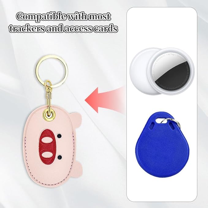 Leather Keychain Case Holder Compatible with Apple AirTag, GPS Airtag Keychain Finder Tracker with Key Ring, Anti-Scratch Protective Air Tag Cover