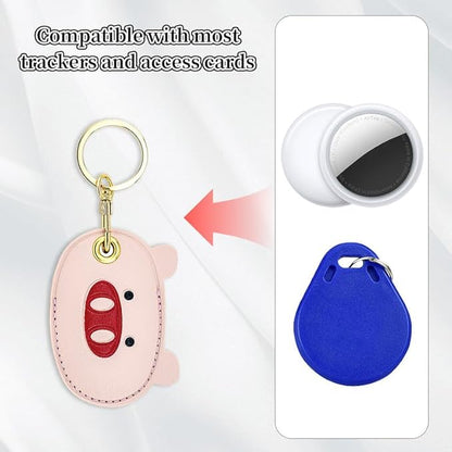 Leather Keychain Case Holder Compatible with Apple AirTag, GPS Airtag Keychain Finder Tracker with Key Ring, Anti-Scratch Protective Air Tag Cover