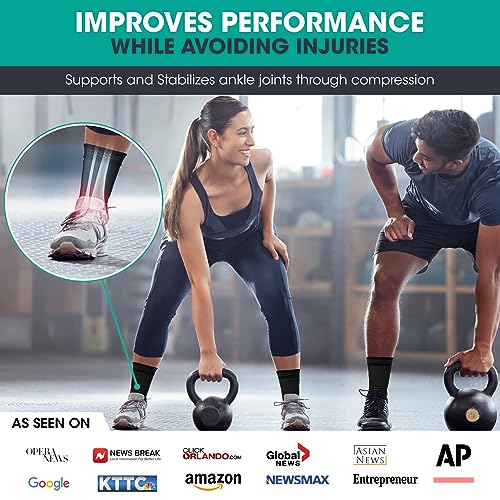Modvel Foot & Ankle Brace Socks for Sprained Ankle Compression Sleeve - Foot Support for Women & Men - Tendonitis & Arthritis Ankle Brace Sports Running, Torn Ligaments & Women Stabilizing Ankle Wrap