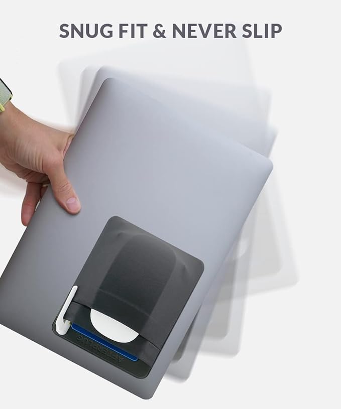2-Pocket Adhesive Pouch for Laptop, Compatible with External 2.5" HDD, SSD, Magic Mouse, USB Cable and More - Gray