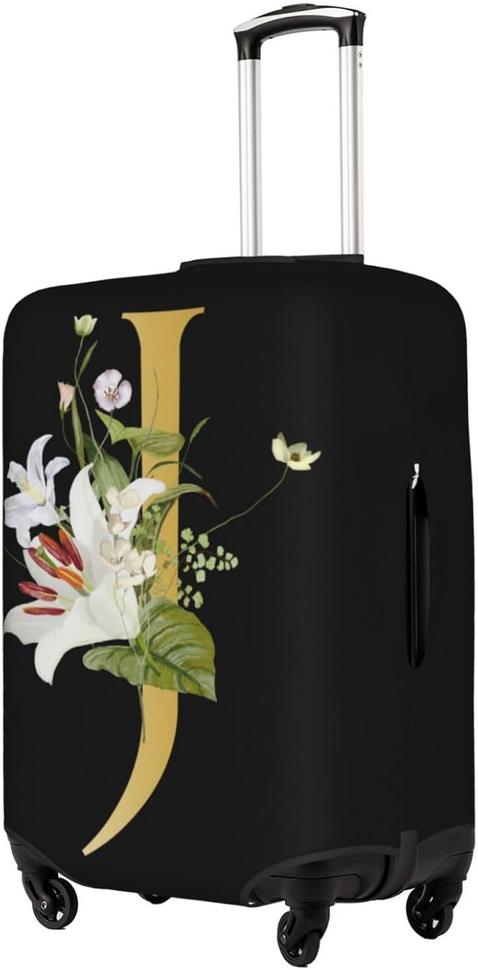 Decorative J Suitcase Protectors Elastic Washable Luggage Covers With Concealed Zippers For 18-32 Inch Luggage (Size M: Fits 22-24 Inch)