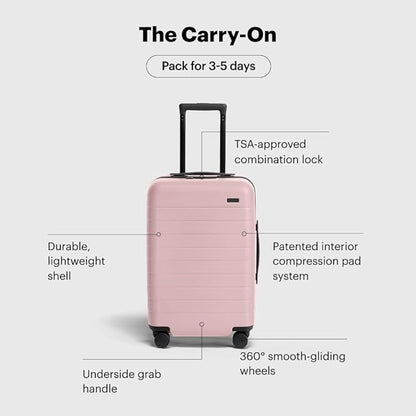 Away Carry-On Luggage, Lightweight Hardside Suitcase with Spinner Wheels, 22 Inch Airline Approved, TSA Lock, Blush Pink