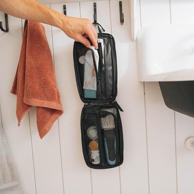 Gravel Hanging Toiletry Bag for Men and Women - Comes in 3 Sizes, Water-Resistant, Durable, Compact, Dopp Kit Travel Toiletry bag (Black, Plus)