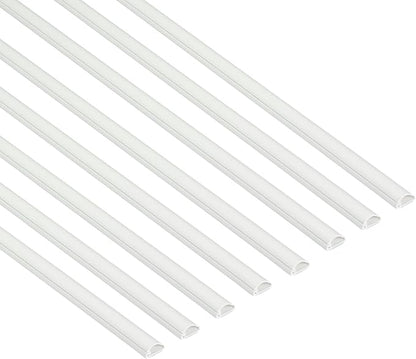 D-Line Half Round Cord Hider, Patented Cable Cover, Hide TV Wall Mount Wires, Raceway for Cords, Decorative Wire Covers, Paintable, Adhesive Cable Concealer, 8X 0.78in W x 0.39in H x 39in L,White