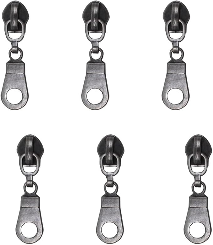 MebuZip 50PCS Gunmetal Pulls for #5 Nylon Coil Zippers Gunmetal Zipper Sliders for Luggages Purses Bags