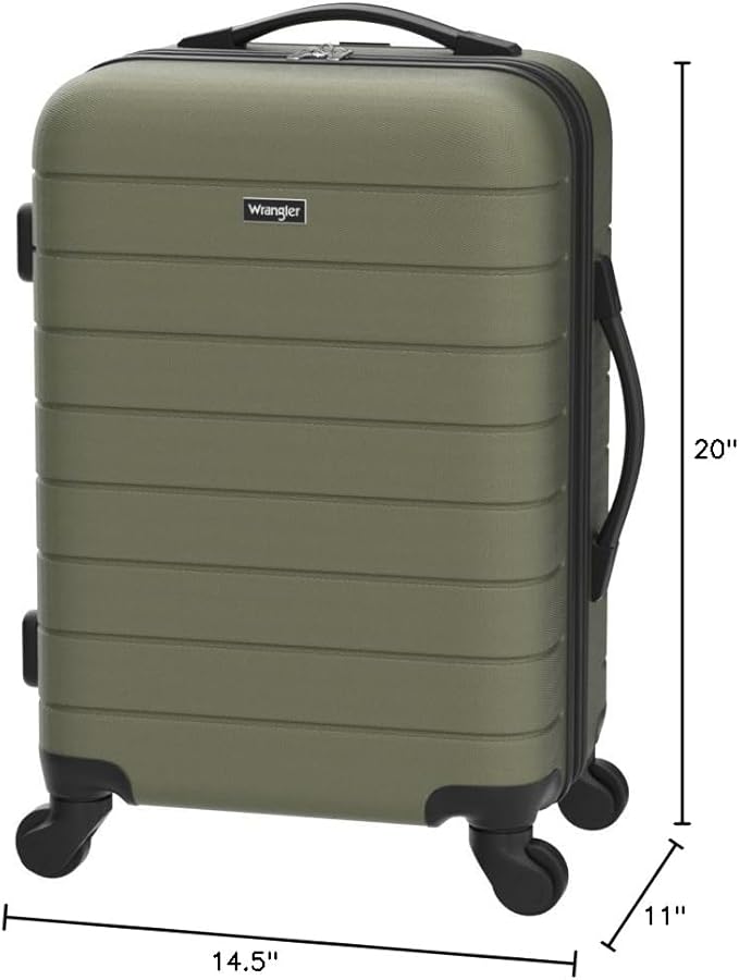 Wrangler 20" Smart Spinner Carry-On Luggage With Usb Charging Port, 20 Inch Carry-On, Olive Green