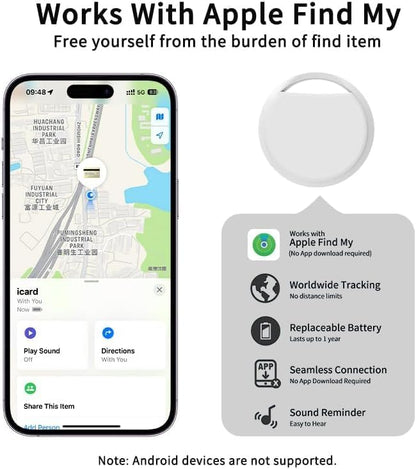 Air Tracker Tags 4 Pack Smart Tag Bluetooth Trackers Work with Apple Find My (iOS Only), Lightweight Tag Prevent Loss of Luggage Wallets Keys Bags,Replaceable Battery,IP67 Waterproof
