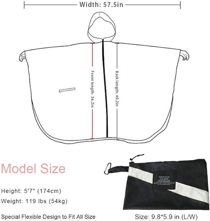 Rain Poncho Jacket Coat Hooded Zipper Style for Women/Men/Adult with Pocket