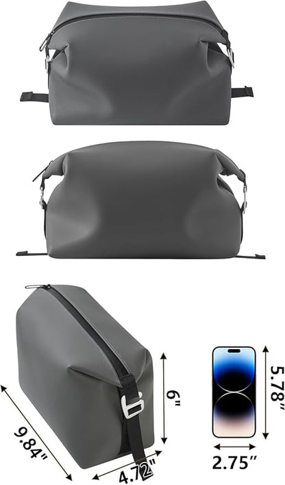 6"x 9.84" 4.5L Large Silicone Toiletry Bag,Waterproof Leakproof Foldable Travel Organizer,Dopp Kit Alternative for Men & Women,Grey