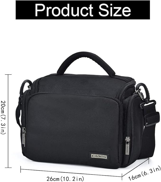CADeN Camera Shoulder Crossbody Bag Case Compatible for Nikon, Canon, Sony SLR/DSLR Mirrorless Cameras and Lenses Waterproof(1.0 M, Black)