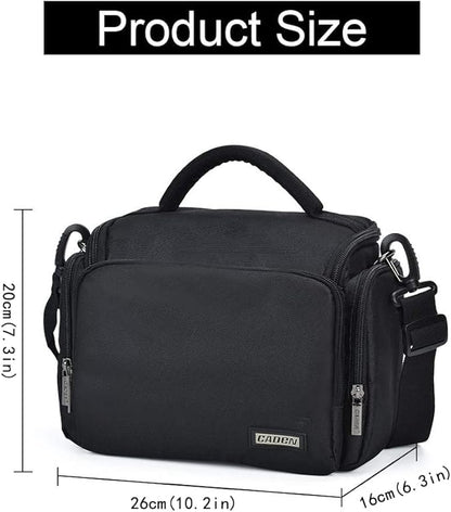 CADeN Camera Shoulder Crossbody Bag Case Compatible for Nikon, Canon, Sony SLR/DSLR Mirrorless Cameras and Lenses Waterproof(1.0 M, Black)