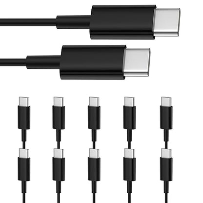 Smays USB C to USB C Cable 10-Pack Bulk, 3ft Type C Charging and Data Cord Multipack Black