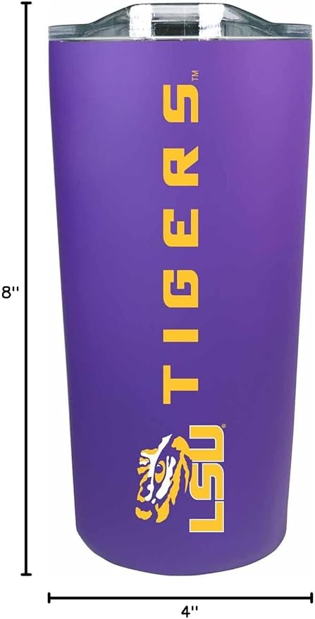 Campus Colors NCAA Stainless Steel Tumbler perfect for Gameday - 18 oz - Double Walled - Keeps Drinks Perfectly Insulated (LSU Tigers - Purple)