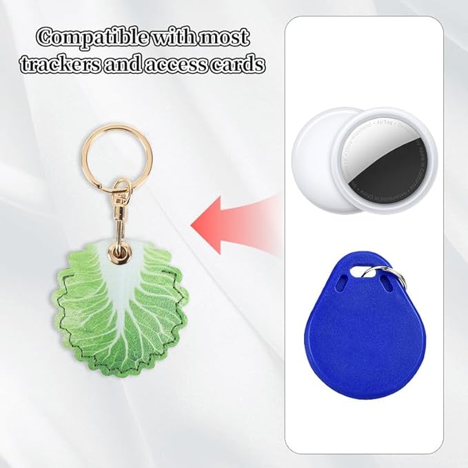 Leather Keychain Case Holder Compatible with Apple AirTag, GPS Airtag Keychain Finder Tracker with Key Ring, Anti-Scratch Protective Air Tag Cover