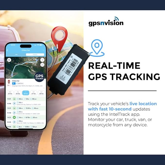 Wired GPS Tracker for Vehicles – No Monthly Fee, NO Subscription – Real-Time 4G Tracking, SIM Included, Trip History, GeoFence, Driving Alerts, Hardwired Hidden Tracking Device for Fleets
