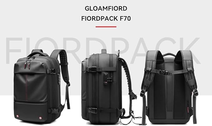 Fiordpack Vacuum Backpack Travel (External Pump, 60L), TSA Lock, Expandable Vacuum Seal Compression Travel Backpack for 17" Laptop, Airline Approved