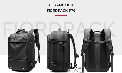 Fiordpack Vacuum Backpack Travel (External Pump, 60L), TSA Lock, Expandable Vacuum Seal Compression Travel Backpack for 17" Laptop, Airline Approved