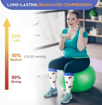 LEVSOX Plus Size Compression Socks for Women Men Wide Calf Extra Large 15-20 mmHg Knee High Sock for Nurses Pregnant Travel