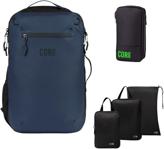 Carry On Travel Backpack Bundle | Island Hopper Travel Backpack with Toiletry Bag and Compression Packing Cube Set