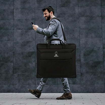 MATEIN Garment Bag for Travel, Large Carry on Garment Bags with Strap for Business, Waterproof Hanging Suit Luggage Bag for Men Women, Wrinkle Free Suitcase Cover for Shirts Dresses Coats, Black