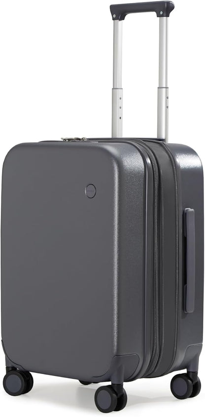 mixi 20 Inch Expandable Carry on Luggage 22x14x9 Airline Approved Suitcases with Spinner Wheels, Hardside Rolling Travel Suitcase PC with TSA Lock & Cover, Rock Gray