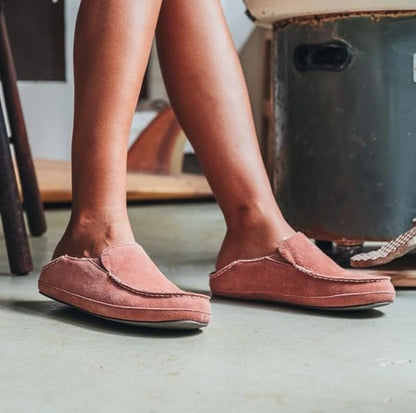 OLUKAI Nohea Slipper, Women's Slip-On Shoes, Genuine Shearling & Premium Nubuck Leather, Drop-In Heel Design, Cozy & Ultra-Soft Comfort Fit
