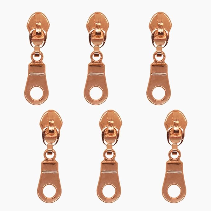 MebuZip 50PCS Rose Gold Pulls for #5 Nylon Coil Zippers Rose Gold Zipper Sliders for Luggages Purses Bags