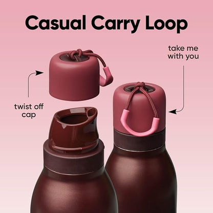 Owala FreeSip Twist Insulated Stainless Steel Water Bottle with Straw for Sports and Travel, BPA-Free, 24-oz, Black Cherry