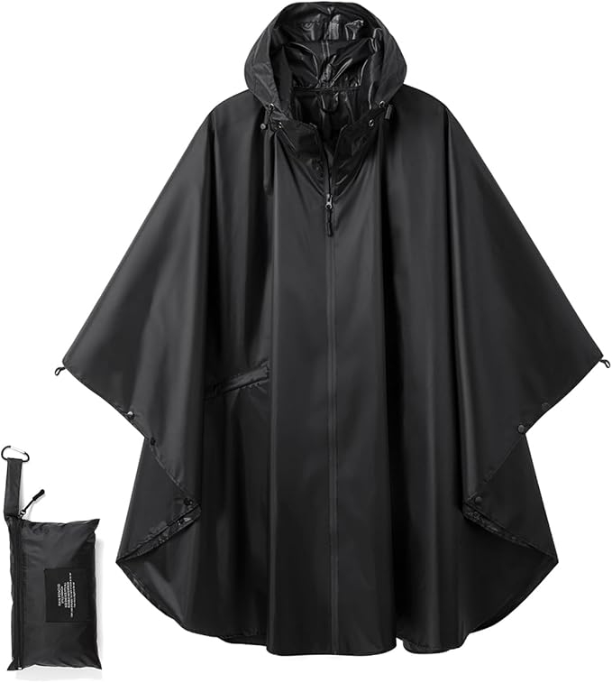 Fashion Hooded Rain Poncho Waterproof Raincoat Jacket with pocket for Women/Men/Adult