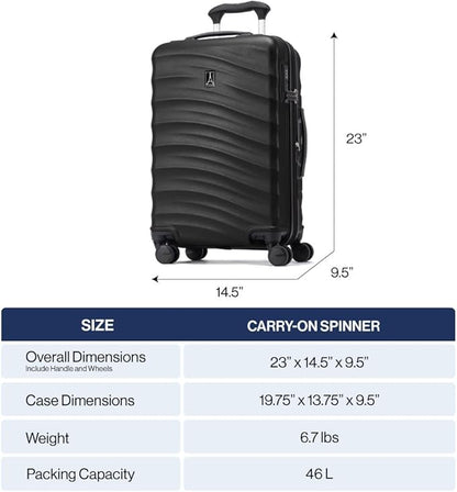 Travelpro Maxlite Air V2 Hardside Expandable Carry on Luggage, 8 Spinner Wheels, Lightweight Hard Shell Suitcase, TSA lock, Black, Carry On 21-Inch