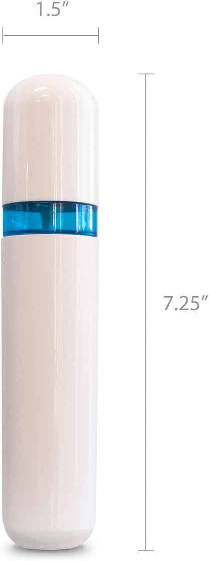 Eurow Shatter-Proof Travel Bottle with Pump Dispenser and Airtight Leakproof Lid, Durable PET Plastic Refillable Liquid Container for Shampoo, Lotion, Cream, Skincare, 100ml/3.4oz, White & Blue