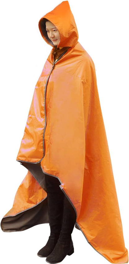 DUKUSEEK Hooded Outdoor Blanket, Extra Large (79 "x 56") Waterproof Camping Blanket, Quilted Fleece, Warm, Windproof, Sand Proof, Portable and Wear-Resistant, for Sports, Picnic, Hiking, Travel…